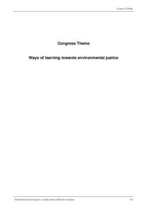 Congress Theme  Congress Theme Ways of learning towards environmental justice