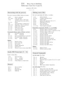 ESS [Emacs Speaks Statistics] Reference Card for S and R updated for ESS[removed]October 16, 2014