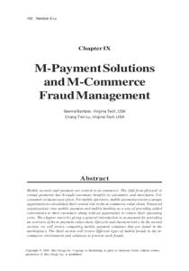 192 Nambiar & Lu  Chapter IX M-Payment Solutions and M-Commerce