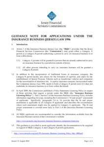 GUIDANCE NOTE FOR APPLICATIONS UNDER THE INSURANCE BUSINESS (JERSEY) LAW[removed]Introduction