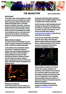 Patient Voices THE NEWSLETTER Issue 2, December[removed]Why tell stories?