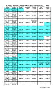 KAHULUI HARBOR CRUISE / PASSENGER SHIP SCHEDULE[removed]Sunday 29-Dec-13 Pride of America ETA[removed]Jan-14