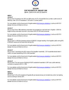 ‘STATIPS’ FOR THE MONTH OF JANUARY 2006 Water, Electricity and Oil Imports WEEK 1 January 2