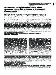 Citation: Cell Death and Disease[removed], e437; doi:[removed]cddis[removed] & 2012 Macmillan Publishers Limited All rights reserved[removed]www.nature.com/cddis  Necrostatin-1 analogues: critical issues on the