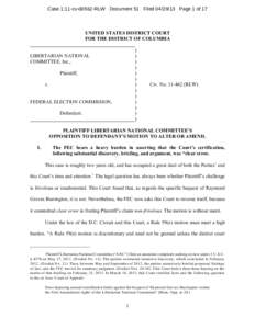 Case 1:11-cv[removed]RLW Document 51 Filed[removed]Page 1 of 17  UNITED STATES DISTRICT COURT FOR THE DISTRICT OF COLUMBIA ) )