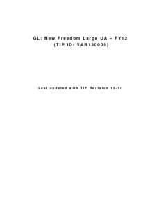 GL: New Freedom Large UA – FY12 (TIP ID- VAR130005) Last updated with TIP Revision 13-14  FTIP BACK-UP LIST FOR NEW FREEDOM PROGRAM - FY2012 PROGRAM OF PROJECTS FOR LARGE URBANIZED AREAS (VAR130005)