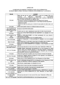 A N E X O II CALENDARIO DE ADMISIÓN Y MATRÍCULA PARA CICLOS FORMATIVOS DE GRADO MEDIO (CFGM) Y DE GRADO SUPERIOR (CFGS) PRESENCIAL Y A DISTANCIA Periodo  8 de abril