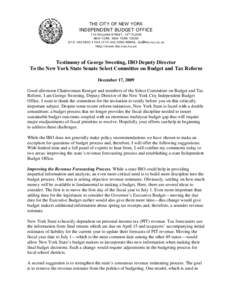 THE CITY OF NEW YORK  INDEPENDENT BUDGET OFFICE 110 WILLIAM STREET, 14TH FLOOR NEW YORK, NEW YORK[removed]0632 • FAX[removed] •EMAIL: [removed]