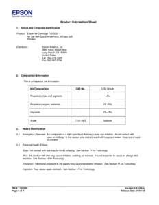 Product Information Sheet 1. Article and Corporate Identification  Product: Epson Ink Cartridge T125220