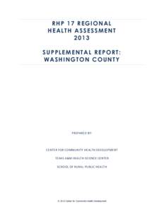 RHP 17 REGIONAL HEALTH ASSESSMENT 2013 SUPPLEMENTAL REPORT: WASHINGTON COUNTY