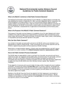 National Environmental Justice Advisory Council Guidelines for Public Comment Sessions