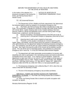 Adoption Notice of Emergency Rule – (F-9) – Sample