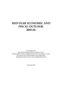 MID-YEAR ECONOMIC AND FISCAL OUTLOOKSTATEMENT BY THE HONOURABLE PETER COSTELLO, M.P.