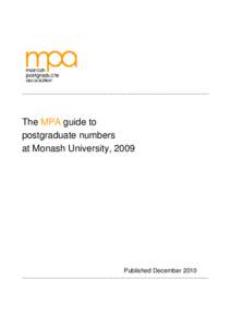 ________________________________________________________________________________________________  The MPA guide to postgraduate numbers at Monash University, 2009