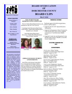 BOARD OF EDUCATION OF DORCHESTER COUNTY BOARD CLIPS