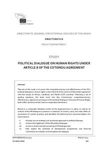 DIRECTORATE-GENERAL FOR EXTERNAL POLICIES OF THE UNION DIRECTORATE B POLICY DEPARTMENT STUDY POLITICAL DIALOGUE ON HUMAN RIGHTS UNDER