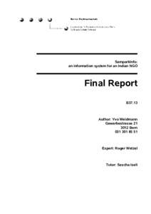 SamparkInfo: an information system for an Indian NGO Final Report B37.13