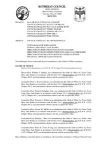 ROTHESAY COUNCIL OPEN SESSION Oath of Office Ceremony Tuesday, May 27, 2008 MINUTES PRESENT: