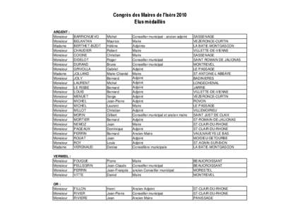 liste medailles congres 2010