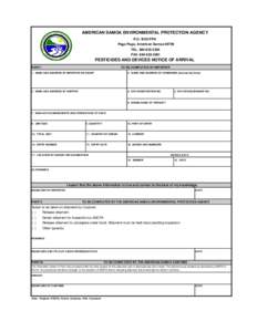 AMERICAN SAMOA ENVIRONMENTAL PROTECTION AGENCY P.O. BOX PPA Pago Pago, American Samoa[removed]TEL[removed]FAX: [removed]