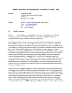 Annual Report for Accomplishments and Results Guam FY2000 Location: University of Guam College of Agriculture and Life Sciences UOG Station