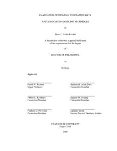 EVALUATION OF RIPARIAN VEGETATION DATA AND ASSOCIATED SAMPLING TECHNIQUES by Marc C. Coles-Ritchie A dissertation submitted in partial fulfillment of the requirements for the degree