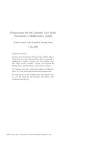 Progressions for the Common Core State Standards in Mathematics (draft) c �The Common Core Standards Writing Team