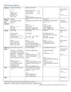 Risk Factor Matrix Audience Expected # attending: _______ Points: _________