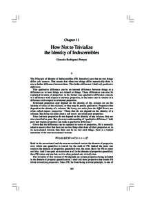 Chapter 11  How Not to Trivialize the Identity of Indiscernibles Gonzalo Rodriguez-Pereyra
