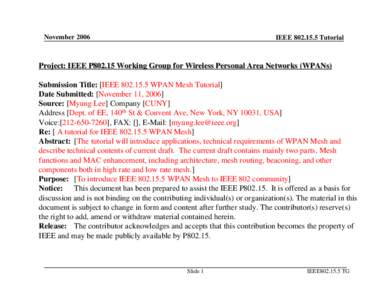 Mess Networking: motion to form a study group