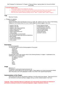 Draft Template For Submissions To Chapter 4: Personal Stories, Inspiring Ideas from Around the World[removed]General Format Notes: - Preferred final length of each submission: one page ? <- this bullet represents vari