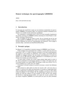 Statut technique du spectrographe LHIRES2 ARAS http://www.astrosurf.com/aras 1 Introduction Ce document de travail fait le point sur les évolutions souhaitables du spectrographe LHIRES2, mi-novembreCes évolution