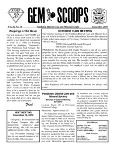 Vol. 48, No. 10  Pendleton District Gem and Mineral Society September 2010