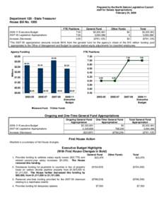 Prepared by the North Dakota Legislative Council staff for Senate Appropriations February 24, 2009 Department[removed]State Treasurer House Bill No. 1005