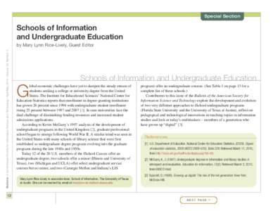 Special Section  Schools of Information and Undergraduate Education Bulletin of the American Society for Information Science and Technology – April/May 2010 – Volume 36, Number 4