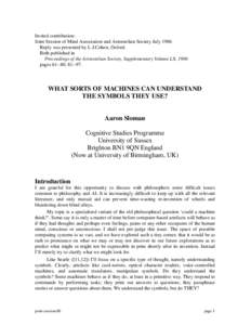Invited contribution: Joint Session of Mind Association and Aristotelian Society July 1986 Reply was presented by L.J.Cohen, Oxford. Both published in Proceedings of the Aristotelian Society, Supplementary Volume LX, 198