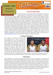 THUNDER NEWS LOCATED AT SCHWEPPES ARENA ULVERSTONE EDITION NO 4 February 2014