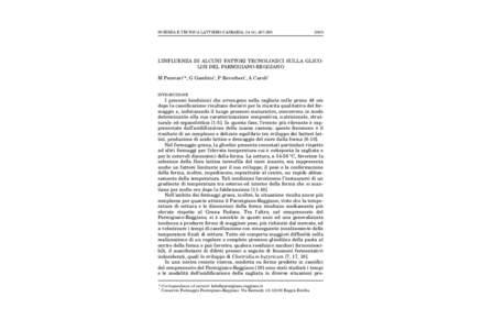 SCIENZA E TECNICA LATTIERO-CASEARIA, 54 (4), L’INFLUENZA DI ALCUNI FATTORI TECNOLOGICI SULLA GLICOLISI DEL PARMIGIANO-REGGIANO M Pecorari1*, G Gambini1, P Reverberi1, A Caroli1