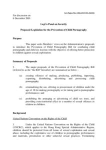 LC Paper No. CB[removed])  For discussion on 6 December 2001 LegCo Panel on Security Proposed Legislation for the Prevention of Child Pornography