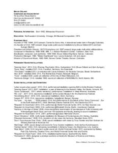 BRUCE ODLAND COMPOSER AND SOUND ARTIST 79 OLD POST ROAD NORTH CROTON-ON-HUDSON NY[removed]6493 [removed]