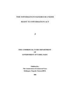 THE INFORMATION HANDBOOK UNDER RIGHT TO INFORMATION ACT