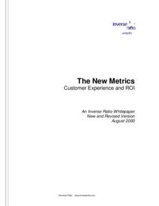simplify  The New Metrics Customer Experience and ROI  An Inverse Ratio Whitepaper