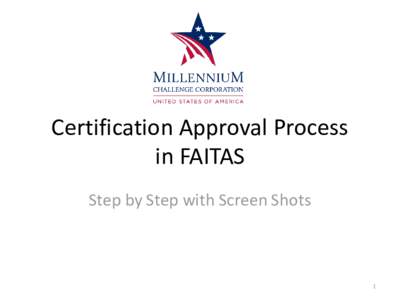 Certification Approval Process in FAITAS Step by Step with Screen Shots 1