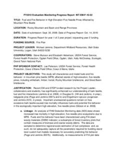 TITLE:  Fuel and Fire Behavior in High Elevation Five Needle Pines Affected by Mountain Pine Beetle