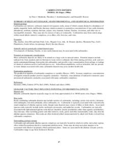 CARBONATITE DEPOSITS (MODEL 10; Singer, 1986a) by Peter J. Modreski, Theodore J. Armbrustmacher, and Donald B. Hoover