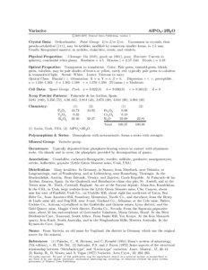 Natural resources / Variscite / Wardite / Lucin /  Utah / Strengite / Phosphate minerals / Chemistry / Crystallography