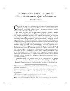 UNDERSTANDING JEWISH INFLUENCE III: NEOCONSERVATISM AS A JEWISH MOVEMENT KEVIN MACDONALD