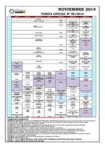NOVIEMBRE 2014 TARIFA OFICIAL Nº [removed]LUNES 24 6:00  MARTES 25
