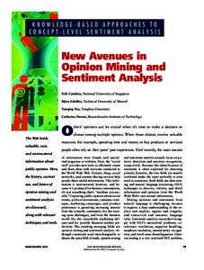 Knowledge-Based Approaches to Concept-Level Sentiment Analysis New Avenues in Opinion Mining and Sentiment Analysis