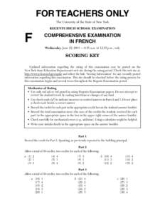 FOR TEACHERS ONLY The University of the State of New York REGENTS HIGH SCHOOL EXAMINATION F